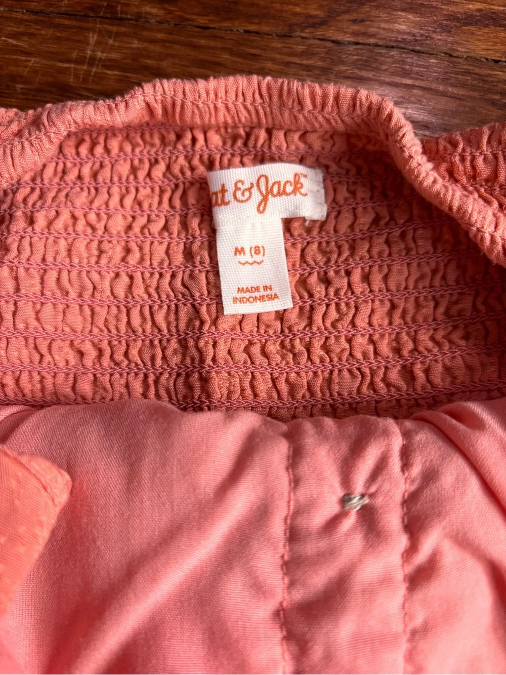 Cat & Jack Coral Button-Front Smocked Dress